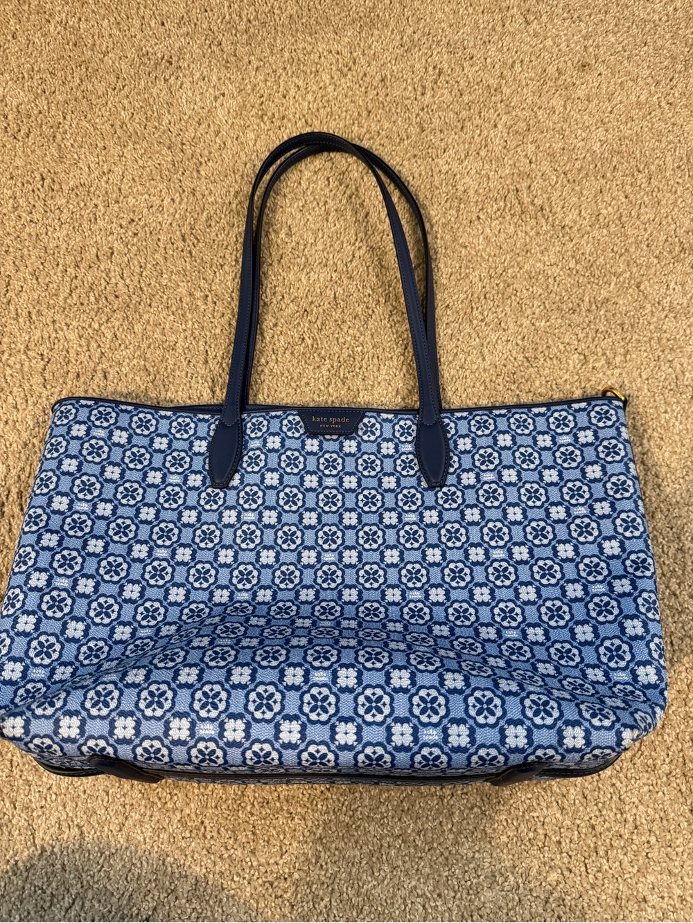 Kate Spade Blue Jacquard Tote